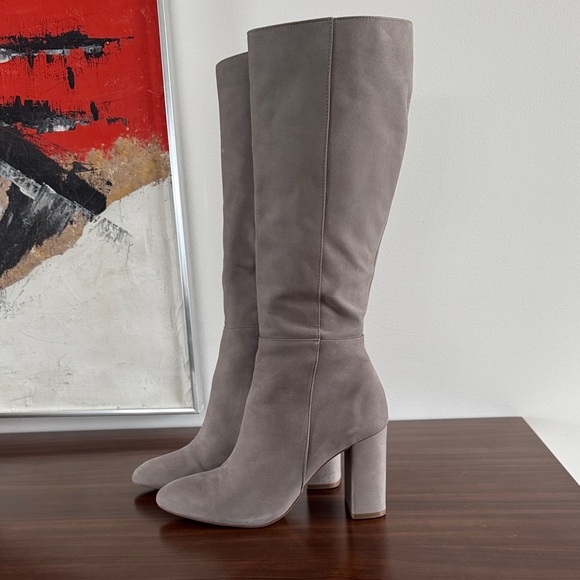 Steve Madden Shoes - Steve Madden Grey Suede Ninny Dress Boots Heels 8